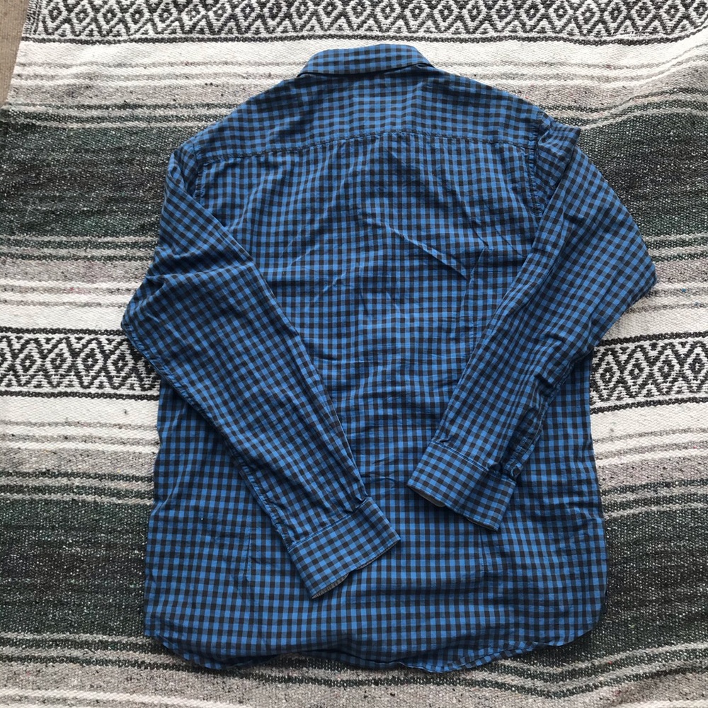 Kenneth Cole Blue Checker Button Down - Picture 6 of 7